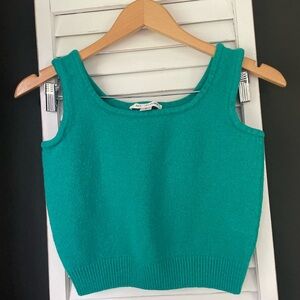ST. JOHN Wool Tank Top Cropped Rib Micro Knit Stretch